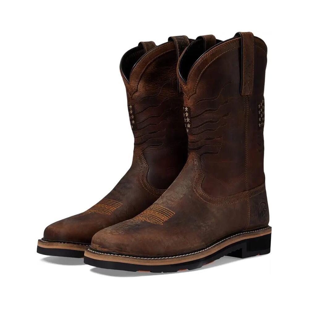 Hoss Men Rushmore Western Soft Toe Boots US 18 Brown Leather Waterproof NIB